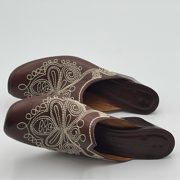 Jessica Bennett leather Clog Mule 7.5 Embroidered Brown Bootie Festival Cosplay - Picture 12 of 16